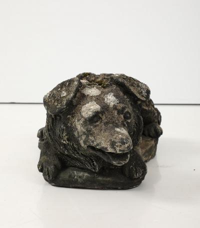 Reconstituted Black Stone Dog Garden Ornament England 20th Century