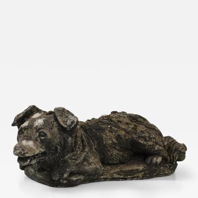 Reconstituted Black Stone Dog Garden Ornament England 20th Century