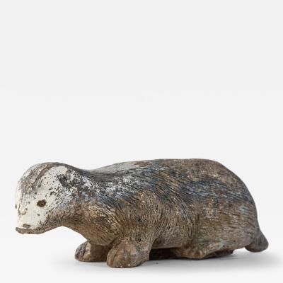Reconstituted Stone Badger Garden Ornament England 1960s