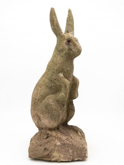 Reconstituted Stone Bunny Rabbit or Hare Garden Ornament France 20th C
