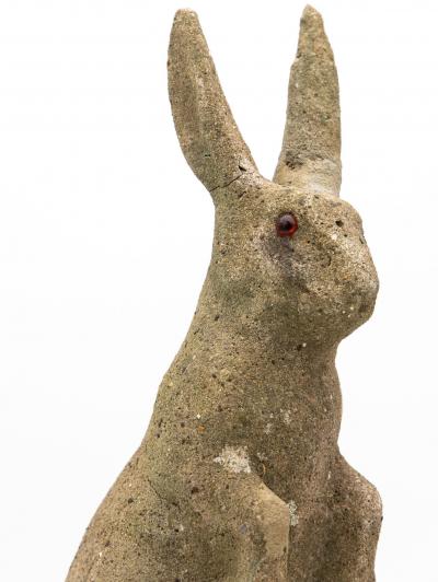 Reconstituted Stone Bunny Rabbit or Hare Garden Ornament France 20th C