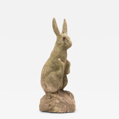 Reconstituted Stone Bunny Rabbit or Hare Garden Ornament France 20th C 