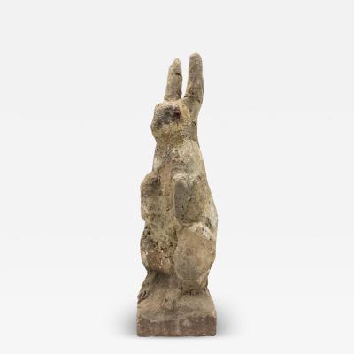 Reconstituted Stone Bunny Rabbit or Hare Garden Ornament France 20th C 