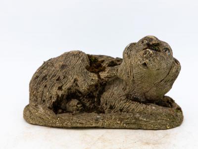 Reconstituted Stone Dog Spaniel Garden Ornament England 20th Century