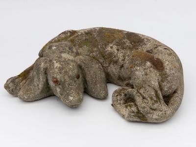 Reconstituted Stone Dog Spaniel Garden Ornament England 20th Century