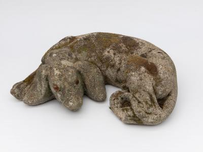 Reconstituted Stone Dog Spaniel Garden Ornament England 20th Century