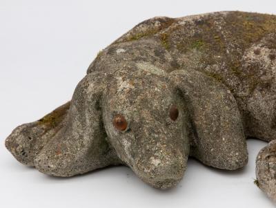 Reconstituted Stone Dog Spaniel Garden Ornament England 20th Century