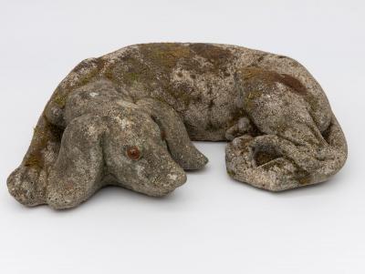 Reconstituted Stone Dog Spaniel Garden Ornament England 20th Century