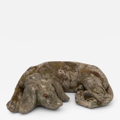 Reconstituted Stone Dog Spaniel Garden Ornament England 20th Century