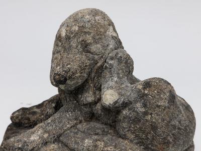 Reconstituted Stone Dog Spaniel Garden Ornament England 20th Century