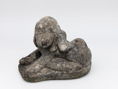 Reconstituted Stone Dog Spaniel Garden Ornament England 20th Century
