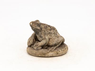 Reconstituted Stone Frog Garden Ornament 20th Century