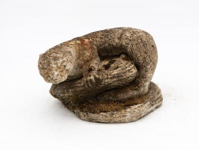 Reconstituted Stone Otter Garden Ornament French Mid 20th C 