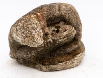 Reconstituted Stone Otter Garden Ornament French Mid 20th C 