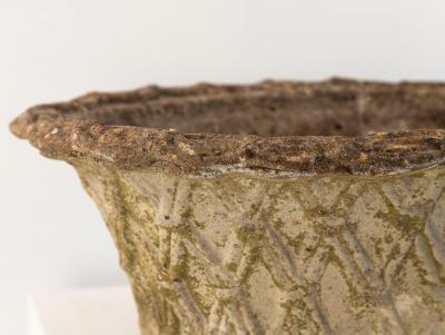 Reconstituted Stone Oval Basketweave Planter France Mid 20th C 