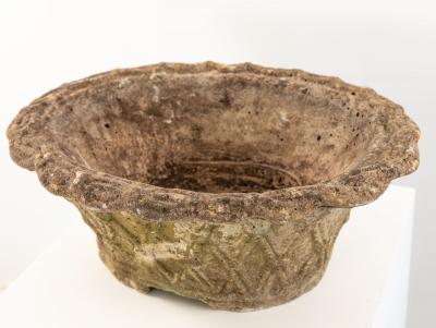 Reconstituted Stone Oval Basketweave Planter France Mid 20th C 