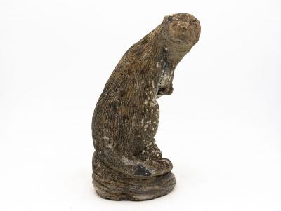 Reconstituted Stone Standing Otter Garden Ornament French Mid 20th C 