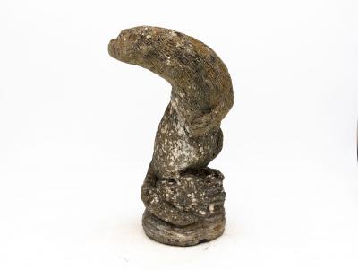Reconstituted Stone Standing Otter Garden Ornament French Mid 20th C 