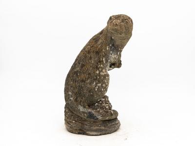 Reconstituted Stone Standing Otter Garden Ornament French Mid 20th C 