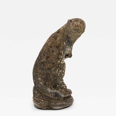 Reconstituted Stone Standing Otter Garden Ornament French Mid 20th C 