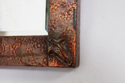 Rectangular Arts and Crafts Fleur de Lys Copper Mirror