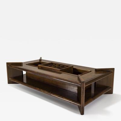 Rectangular Brutalist Style Coffee Table in Ash Wood Italy 1970s