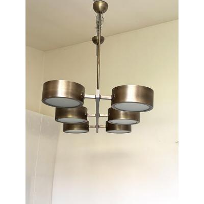 Rectangular Burnished Italian Chandelier