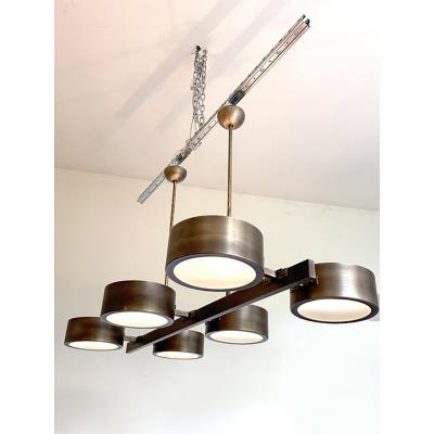 Rectangular Burnished Italian Chandelier