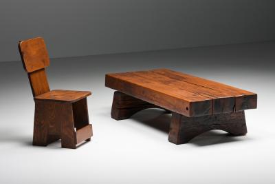 Rectangular Coffee Table Rustic Wabi Sabi Organic base Side table 1950s