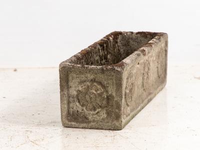 Rectangular Concrete Stone Planter with Tudor Rose Pattern England mid 20th C 