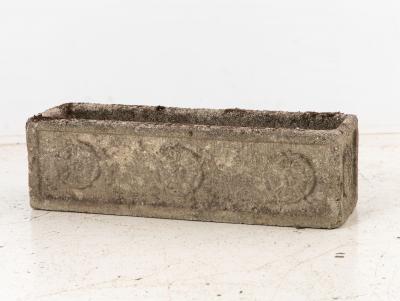 Rectangular Concrete Stone Planter with Tudor Rose Pattern England mid 20th C 