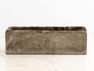Rectangular Concrete Stone Planter with Tudor Rose Pattern England mid 20th C 