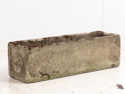 Rectangular Concrete Stone Planter with Tudor Rose Pattern England mid 20th C 