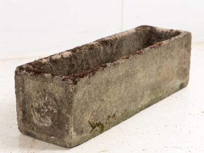 Rectangular Concrete Stone Planter with Tudor Rose Pattern England mid 20th C 