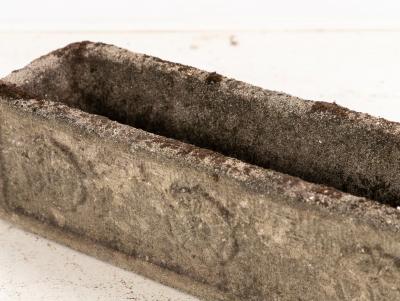 Rectangular Concrete Stone Planter with Tudor Rose Pattern England mid 20th C 