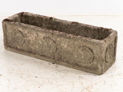 Rectangular Concrete Stone Planter with Tudor Rose Pattern England mid 20th C 