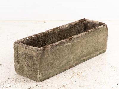 Rectangular Concrete Stone Planter with Tudor Rose Pattern England mid 20th C 