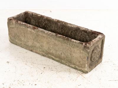 Rectangular Concrete Stone Planter with Tudor Rose Pattern England mid 20th C 