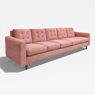 Rectangular Four Seat Sofa Hardwood Antique Rose Velvet Lot 501