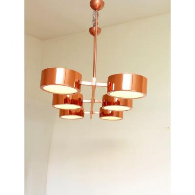 Rectangular Polished Copper Chandelier Italian Chandelier by SimoEng