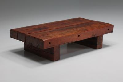 Rectangular Rustic Wood Coffee Table 1940s
