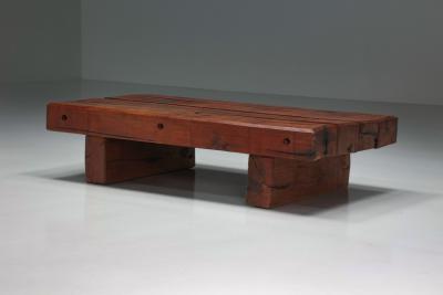 Rectangular Rustic Wood Coffee Table 1940s