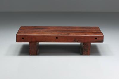 Rectangular Rustic Wood Coffee Table 1940s