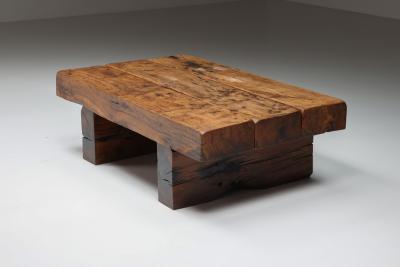Rectangular Rustic Wood Coffee Table 1950s
