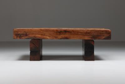 Rectangular Rustic Wood Coffee Table 1950s