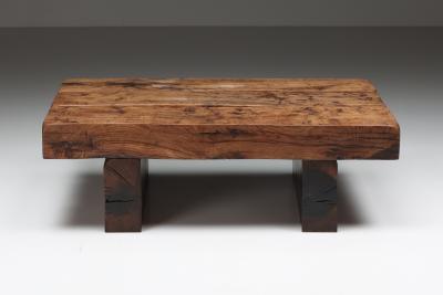 Rectangular Rustic Wood Coffee Table 1950s