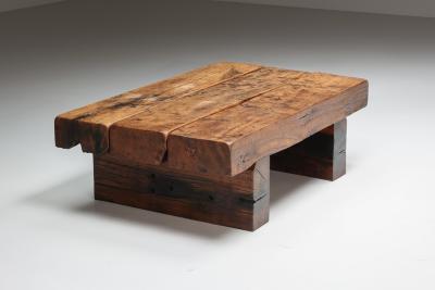 Rectangular Rustic Wood Coffee Table 1950s