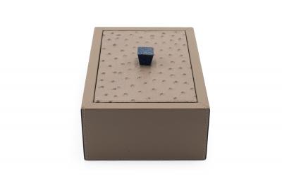 Rectangular Taupe Leather Box 10