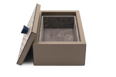 Rectangular Taupe Leather Box 10
