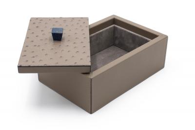 Rectangular Taupe Leather Box 10